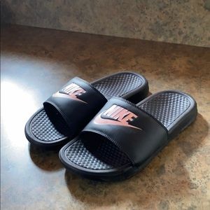 Rose Gold Nike Slides